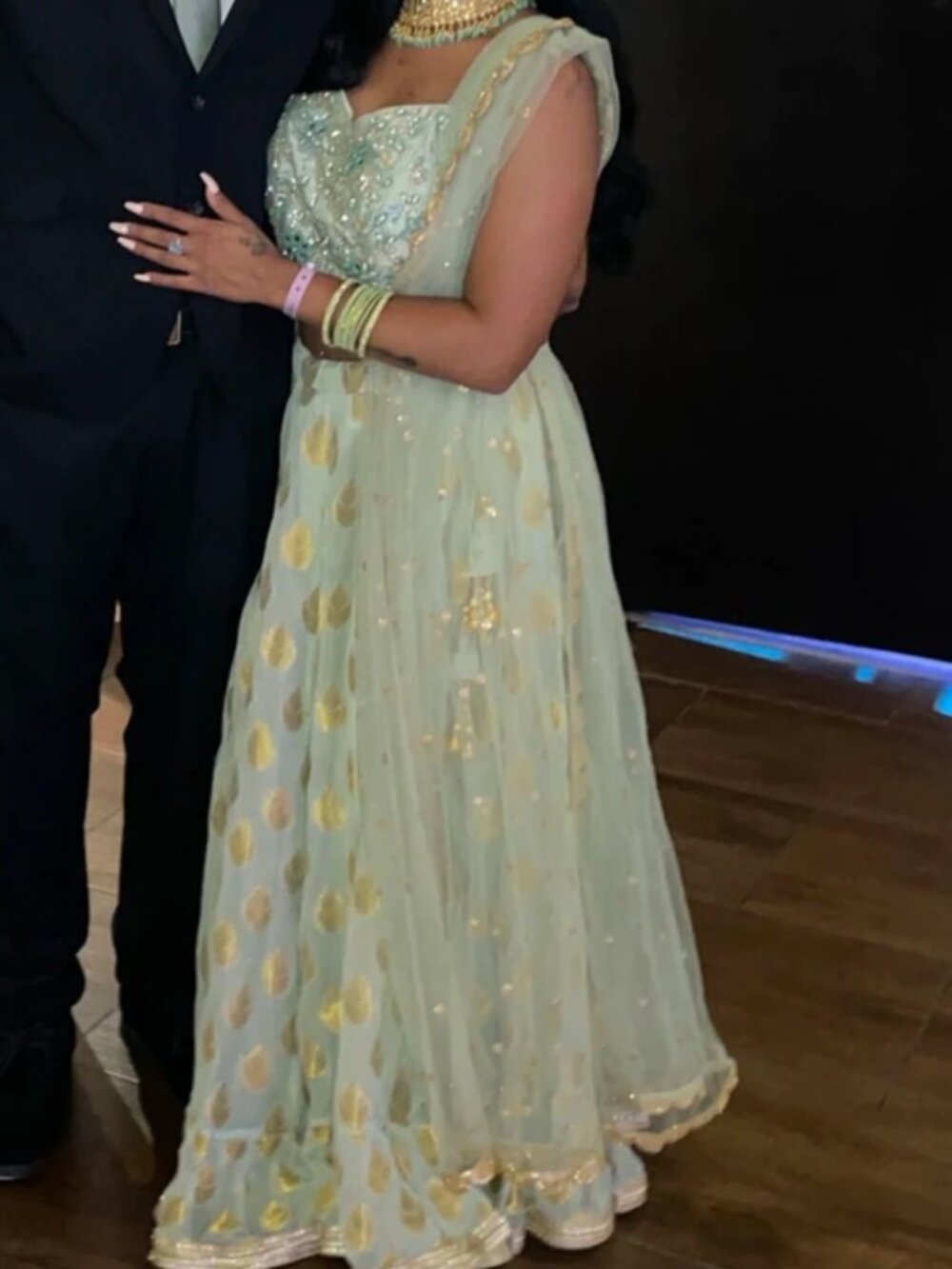 Mint Green & Gold ruffle Lehenga
